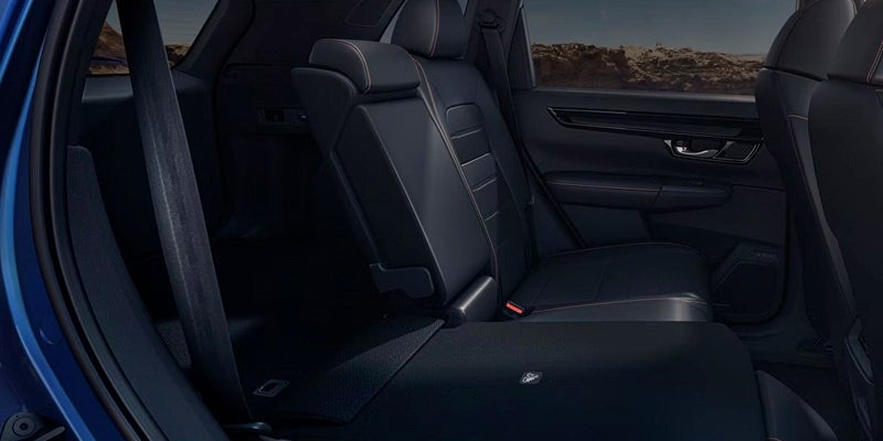 View of black leather back bench of seats in a 2024 Honda CR-V